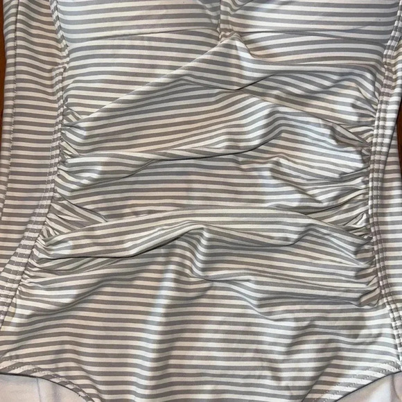 Niptuck Swim Sorrento Stripe Joanne One Piece Swimsuit Gray/White Size 4 - Picture 8 of 11